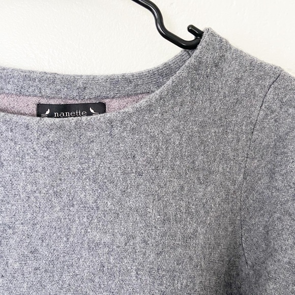 Gray Nanette Lepore Wool Blend Sweater size S 3/4th Sleeve with Pink Cuff - Picture 4 of 4